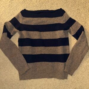 Striped Women's Sweater - Navy and Brown